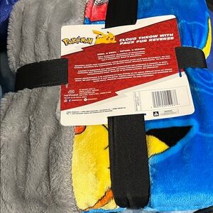 Pokemon Plush Throw Blanket Gray Blue Yellow